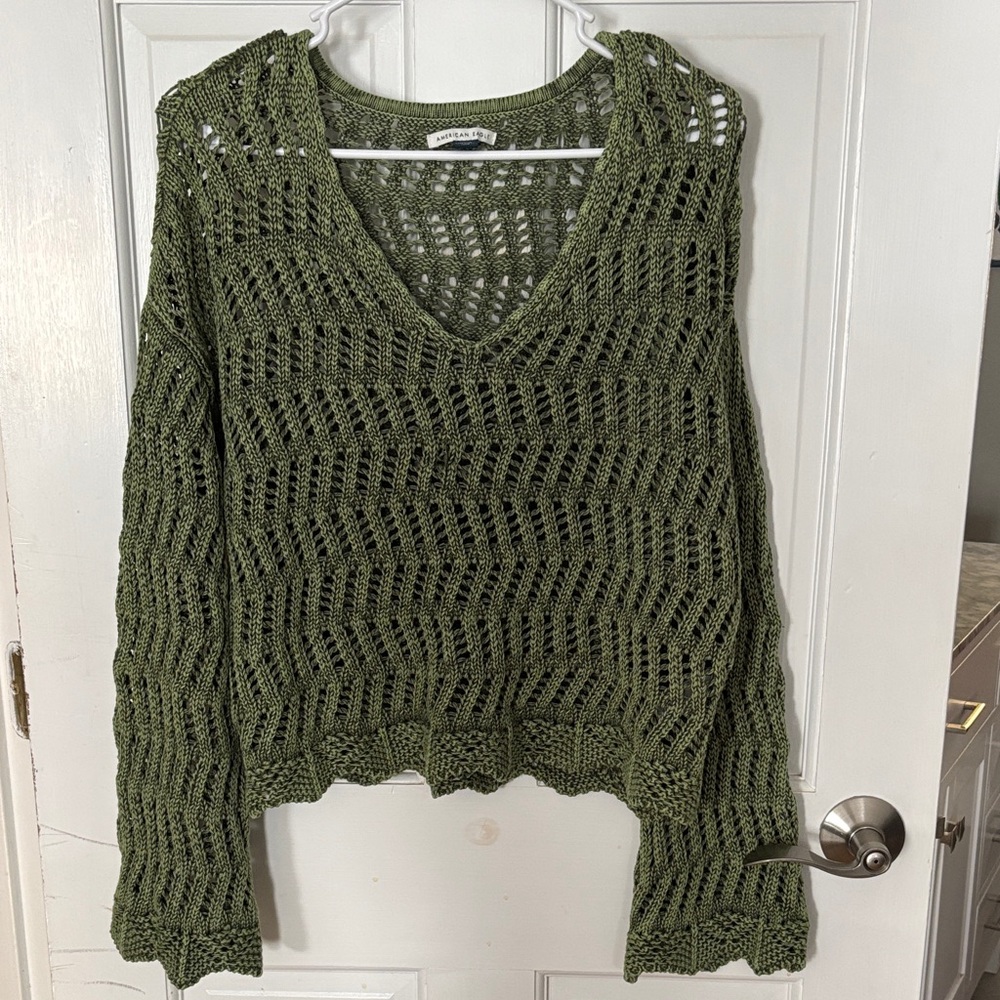 American Eagle Outfitters Forest Green V-Neck Sweater